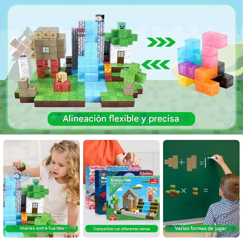 BLOQUES MAGNÉTICOS DE CONSTRUCCIÓN 3D (100 piezas)