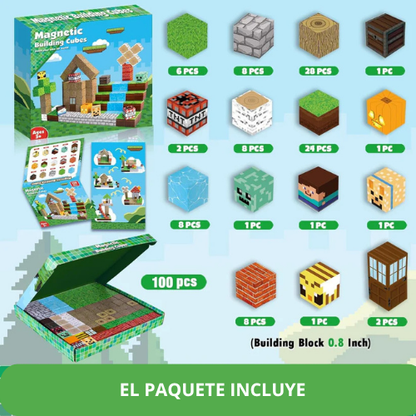 BLOQUES MAGNÉTICOS DE CONSTRUCCIÓN 3D (100 piezas)